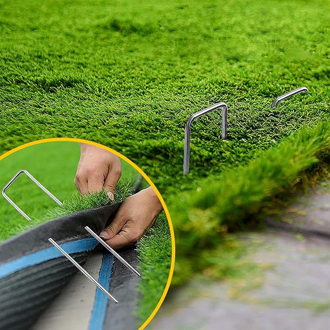 Landscape Staples Galvanized Garden Stakes,6 inch 200 Pack 12 Gauge Heavy Duty Garden Pins for Fences, Lawns, Weed Barriers and Landscape Fabrics, Irrigation Hose,Yard Lawn, Landscape Fabric