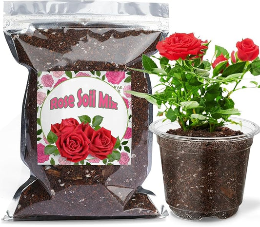 Organic Rose Soil Mix, Indoor Plants Potting Mix for All Potted Rose, Grow Healthy houseplants Indoors