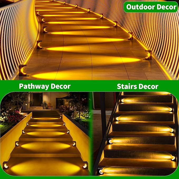 JSOT Step Lights - 8 Pack Solar Deck Lights Solar Step Light for Outside Decor Light for Outdoor Yard Patio Pathway