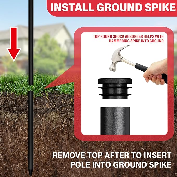 XIFAN Flag Pole Kit for Outside, 10 FT Heavy Duty Flagpole for Outdoor House in Ground, with 210D 3x5 ft American Flag & Ground Spike for Garden Yard, Residential or Commercial