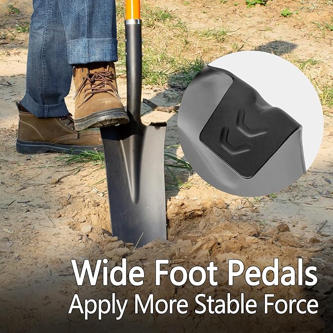 Shovel for Digging, Heavy Duty Shovel with Fiberglass Handle, Metal Shovel for Gardening, 58 Inches