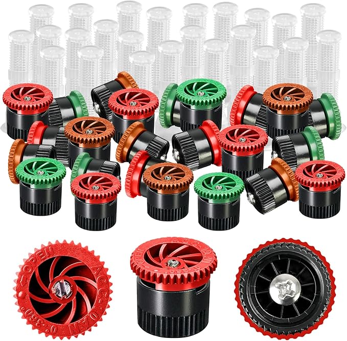 24 Pieces Variable Arc Nozzle, Replacement Pop-up Sprinkler Heads Compatible with Most of Adjustable Pop Up Sprinklers Spray Head for Garden Lawn Irrigation (8AN, 10AN, 12AN)