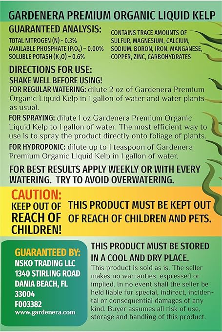 Organic Liquid Kelp Fertilizer - 1 Quart [32 oz] - Organic Plant Superfood for Gardening - Concentrated Kelp & Seaweed Extract for Gardens, Lawns, Plants & Soil