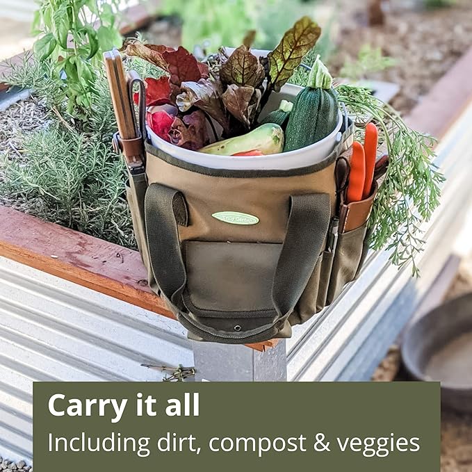 Garden Tool Bag – Makes Gardening Easy – Carry All Your Garden Tools and Supplies – Perfect Garden Tote and Bucket Organizer for Passionate Gardeners