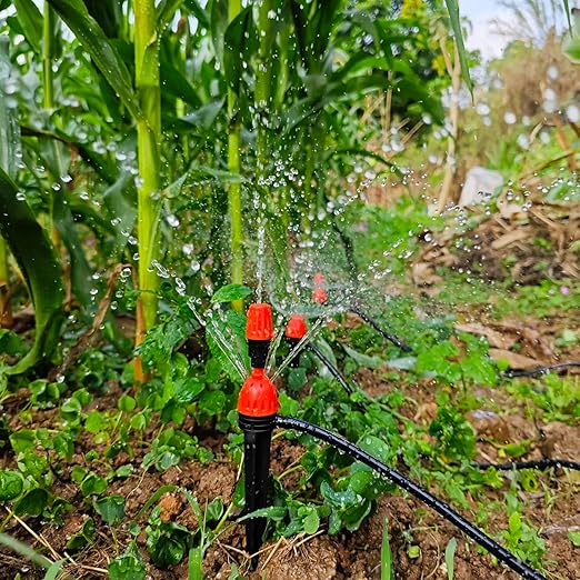 25pcs Drip Irrigation Emitters for 1/4" Irrigation Hose Accessories, Adjustable 360 Degree Water Flow Stake Drippers, Garden Irrigation Drippers for Watering System