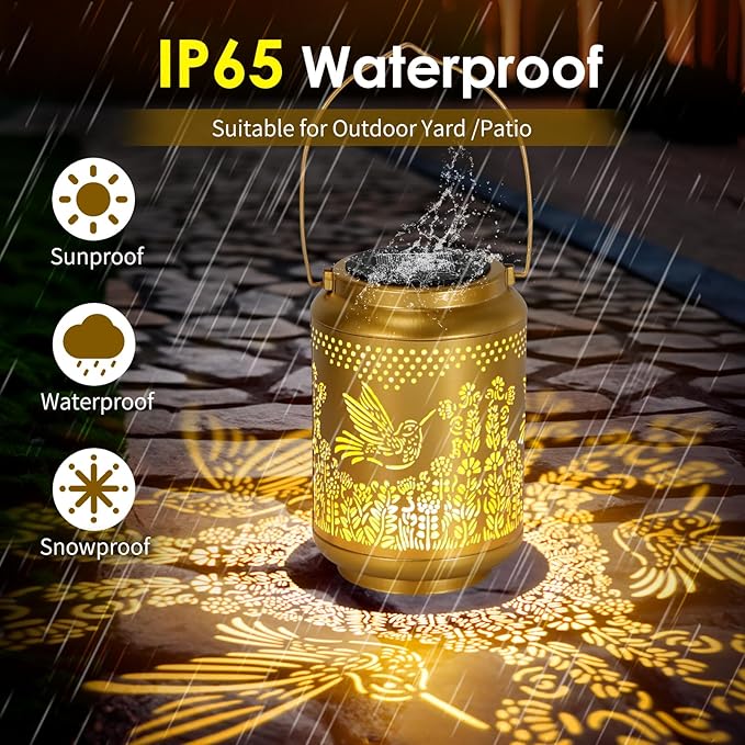 Hummingbird Solar Lanterns Outdoor Lights: Garden Decor Birthday Gifts for Women Mom Grandma Nana Aunt, Hanging Solar Lights Decoration Waterproof Outside for Yard, Patio, Backyard, Porch
