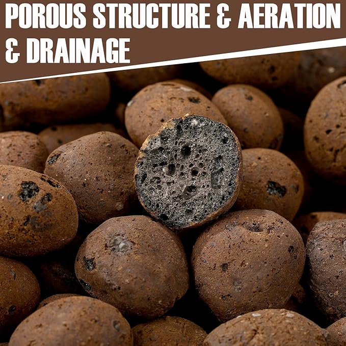 12 LBS Organic Clay Pebbles 4mm-16mm Leca for Plants 100% Natural Hydroton Clay Pebbles for Hydroponic Growing Gardening Orchids Drainage Decoration Aquaponics