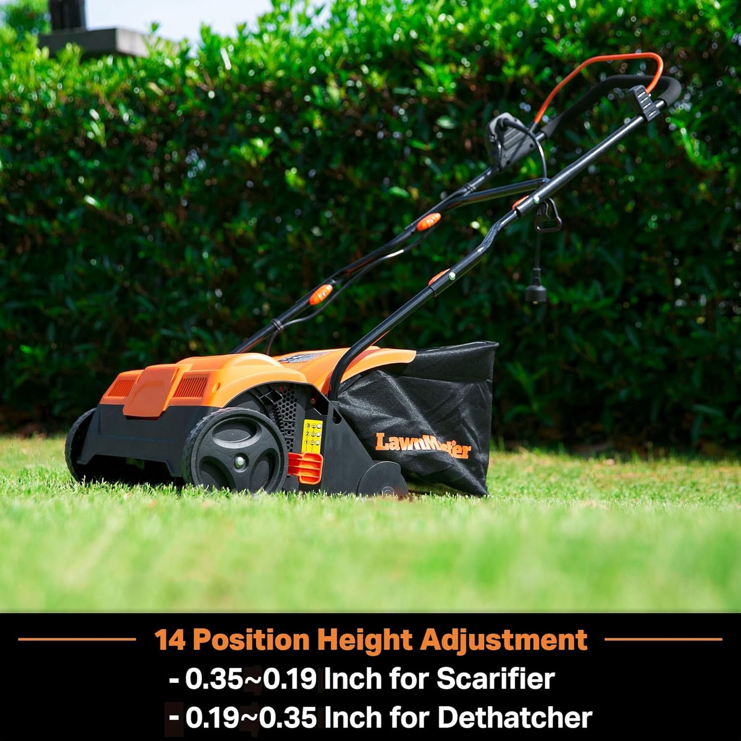LawnMaster GVB1316 Electric 16” 13 Amp Dethatcher and Scarifier with 12 Gallon Collection Bag