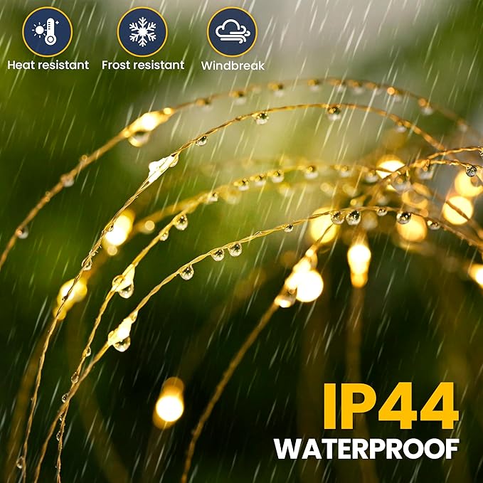 GIGALUMI Garden Outdoor Decor Lights 120LED 4Pack, Solar Garden Lights for Yard Outside Fairy Decorative,Solar Powered for Yard Pathway Flowerbed Planter Balcony Patio Decor（Warm White）