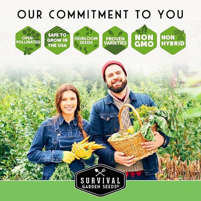 Survival Garden Seeds Vegetable Garden Collection Seed Vault - Non-GMO Heirloom Family Garden Seeds for Planting - 15 Non-Hybrid Varieties of Vegetables