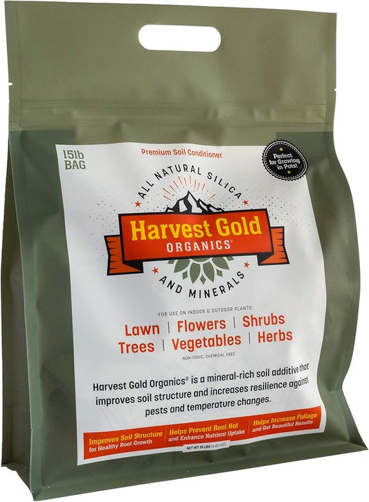 Organic Soil Conditioner, Natural Soil Amendment for Houseplants, Flowers, Lawns, Gardens and Trees, Provides Natural Silica and Micronutrients for Plants (15 Pound Bag)