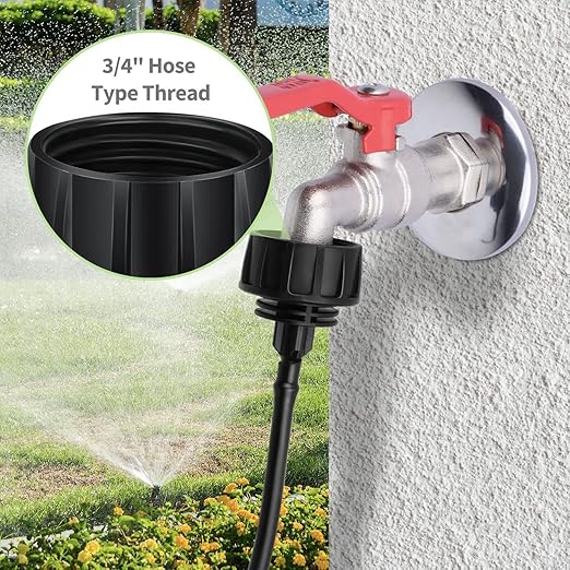 1/4 inch Drip Irrigation Tubing 65 FT Roll, 20 Pcs 1/4" Drip Irrigation Tubing Support Stakes,1 Pcs 3/4" to 1/4" Drip Irrigation Hose Connector