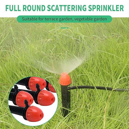 30pcs 16CM Full Circle Scattering Nozzle Drip Emitters for 1/4" Drip Irrigation Tubing Adjustable 360 Degree Wat