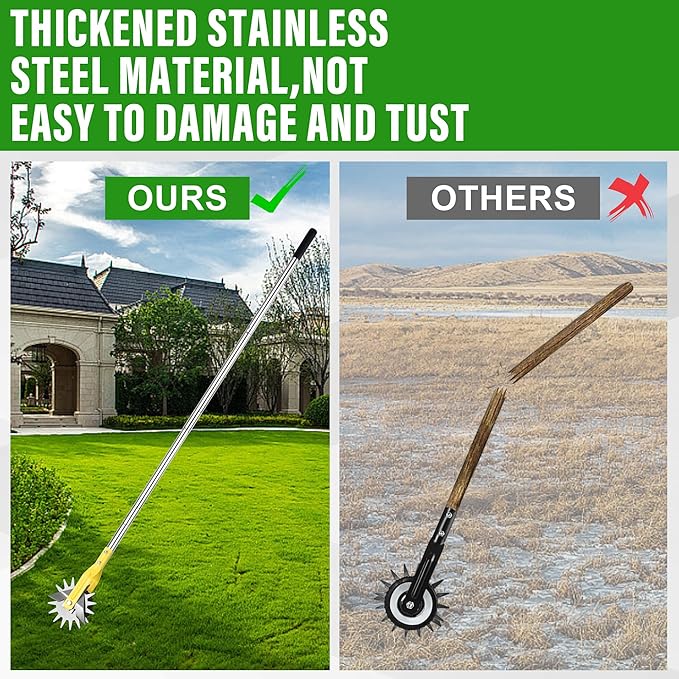 Wheel Rotary Edger, Adjustable Length Lawn Edger, Stainless Steel Edger Lawn Tool, Lawn Tool for Manual Edger, Rotary Edger for Sidewalks, Gardens, Driveways and Flower Bed Edging