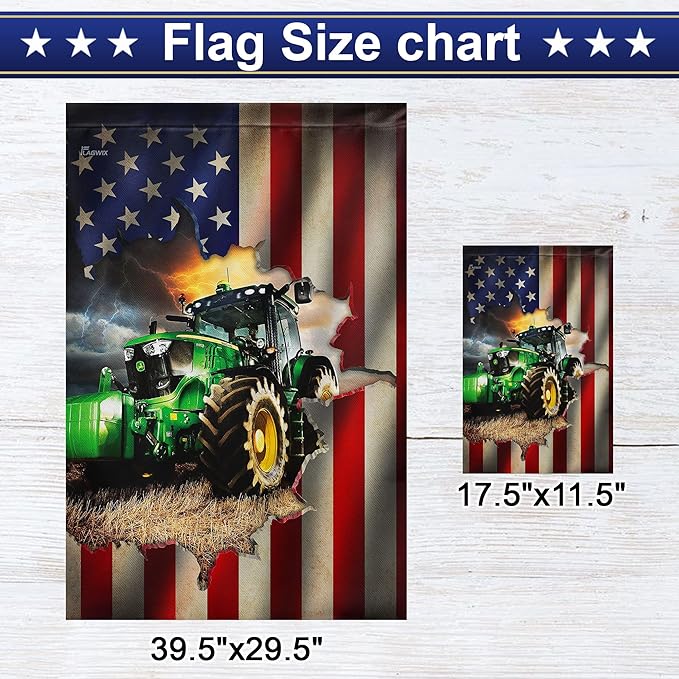 FLAGWIX American Flags, Farmer Tractor Flags - 4th of July Decorations for Home, Outside, House Flags 30x40, Tractor Farmer American Flag - Double Sided Heavy Duty Canvas, Decorative Outdoor Flags