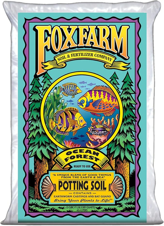 FoxFarm Ocean Forest Potting Soil, 1.5cu ft - Light, Aerated Texture, Designed for All Container Plants - pH Adjusted for Optimal Nutrient Uptake, Effectively Retains Moisture