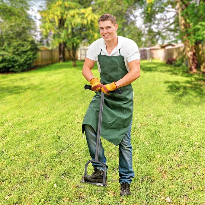 Dolibest Lawn Coring Aerator, Stainless Steel 2 Corer Plug Aerator Tool with Soft Rubber Grip, Manual Grass Aerating Tool, Garden Tool & Cleaning Hand Tool for Loosening Soil and Improving Lawn Health