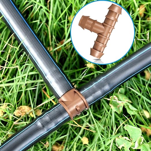 Outus 36 Pieces Drip Irrigation Fittings Kit 1/2 Inch Tubing Fitting Set includes 9 Tees, 9 Couplings, 9 Elbows and 9 End Cap Plugs Drip Barbed Connectors for Compatible Drip or Sprinkler Systems