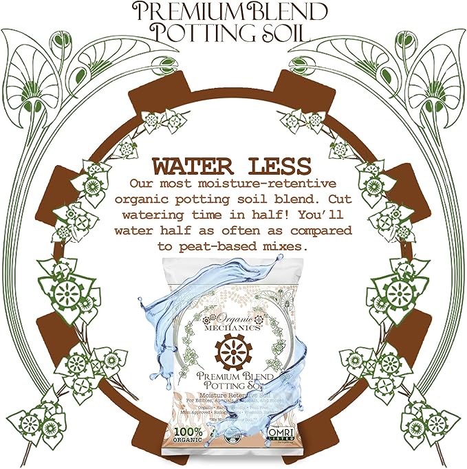 Premium Blend Potting Soil, 1 Cubic Foot – Moisture Retentive with Compost, Aged Pine Bark, Worm Castings, and Perlite for Containers, Transplanting & More – Peat-Free