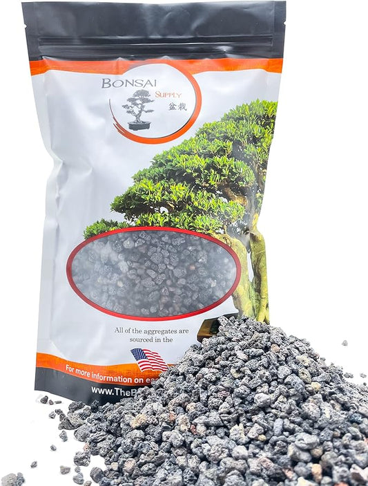 Black Lava Rock | 2 Quarts Bag | 1/4” Particle Size | Soil Aggregate for Bonsai, Cactus, Succulents, and More | Enables Optimal Drainage and Soil Aeration | The Bonsai Supply