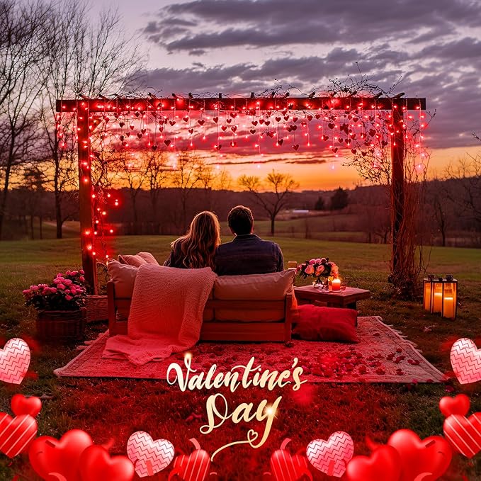 JMEXSUSS 400 LED Red Icicle String Lights, Connectable Red String Lights Indoor Outdoor with Remote, Red Christmas Lights for Room Fireplace Christmas Valentine Decorations, EXS-I-0400-R