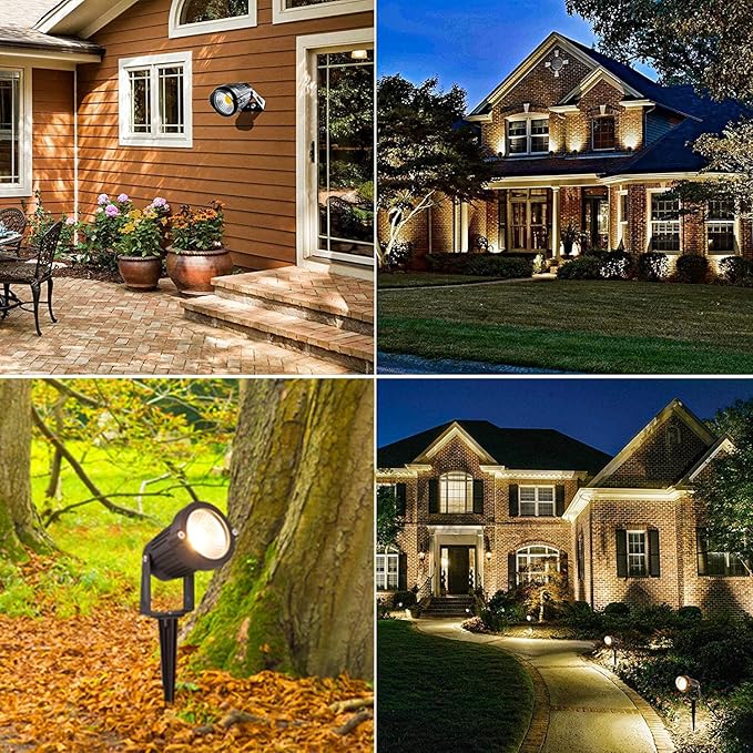 ZUCKEO 5W Low Voltage Landscape Lights LED Landscape Lighting Outdoor Pathway Lights With Connectors, Waterproof Aluminum Warm White Spotlights For Garden Yard Lawn Deck Driveway Floor Lighting(2pack)