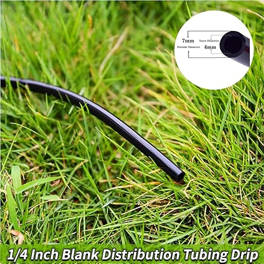 1/4 Drip Irrigation Tubing, 100FT 1/4 Irrigation Hose, Black Polyethylene 1/4 Inch Drip Irrigation Tubing with Drip Irrigation Fittings, DIY Garden Water-Saving Irrigation System.(02, 100FT)