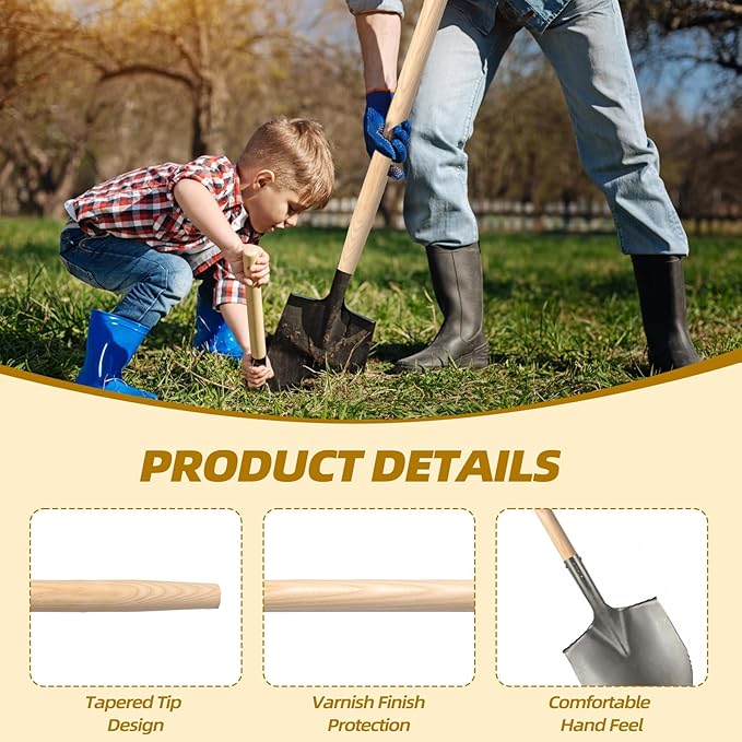 4 Pcs Shovel Handle Replacement 41" Length, 1-1/2" Diameter, Strong Hardwood Solid Ash Wood Straight Handle for Long D Handle Shovels Garden Tool