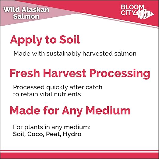 Bloom City Organic Wild Fish Fertilizer and Plant Supplement, Great for Roots and Soil, Made from Sustainable Salmon, 1/2 Pint (8 oz)