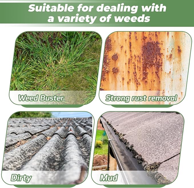 Tandefio Crack Weeder with 2 Weed Brush Heads, Long Manual Crevice Weeding Tool, Manual Weeder Moss Weed Remover Puller Tool Grout Brush with Steel Handle for Deck Paver Patio Walkway Driveway Wall