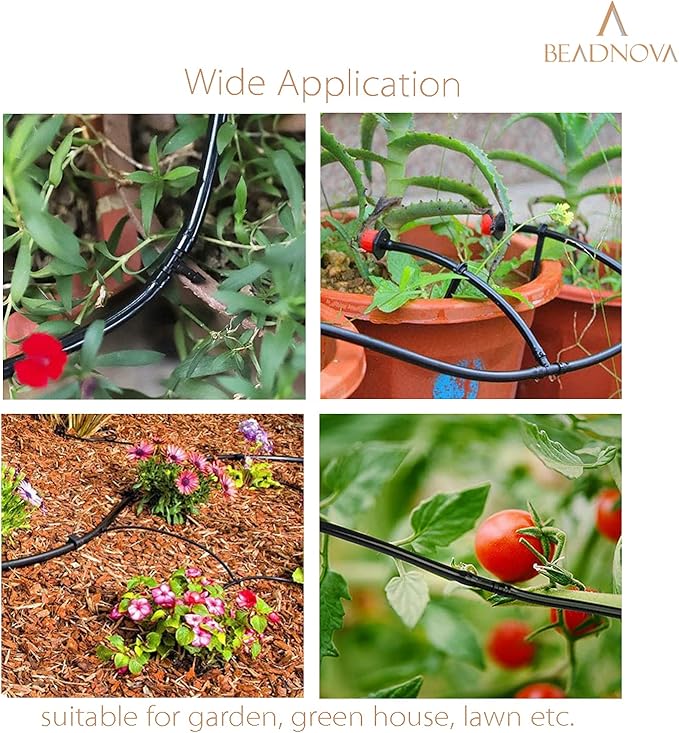 BEADNOVA Drip Irrigation Parts 60 Pcs 1/4 Inch Barbed Tee Couplings Drip Irrigation Fittings Drip Line Connectors for 1/4 Inch Irrigation Tubing Garden Watering System (60pcs)