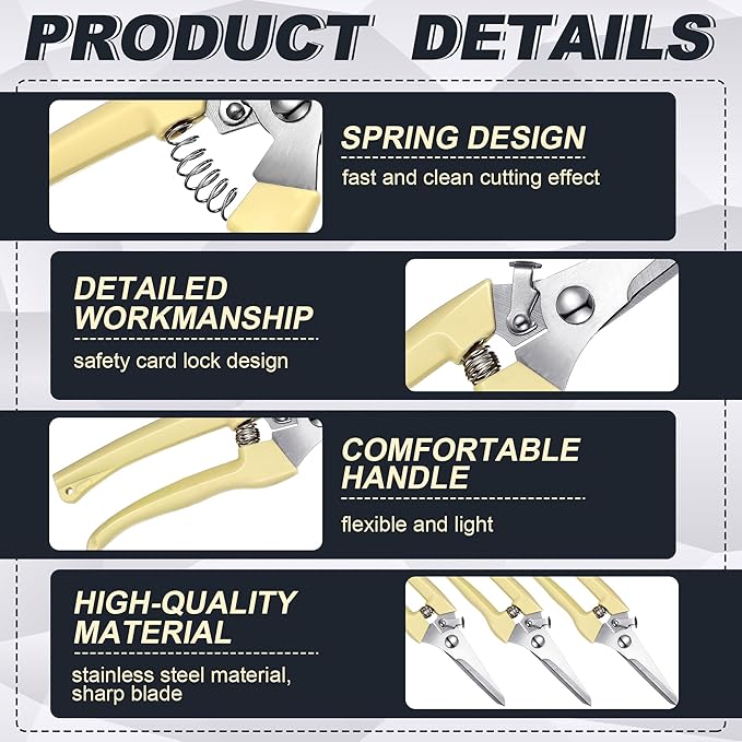 Chumia 30 Pcs Garden Flower Shears Pruning Scissors Heavy Duty Plant Scissors Trimming Garden Clippers Hand Tree Pruner for Yard Gardening Plants Hedge Flower Tree Cutting Secateurs (Beige)