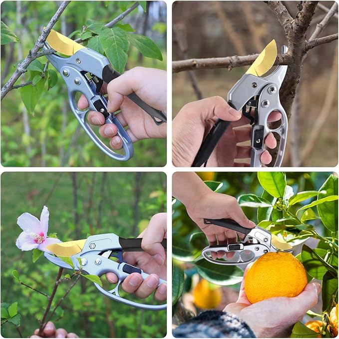 Titanium Garden Clippers, Premium Germany Pruners, Work 3 Times Easier, Professional Pruning Shears, Cutting Rose, Flower, Hedge, Stem, Sharp Gardening Scissors, Arthritis Weak Hand Snips