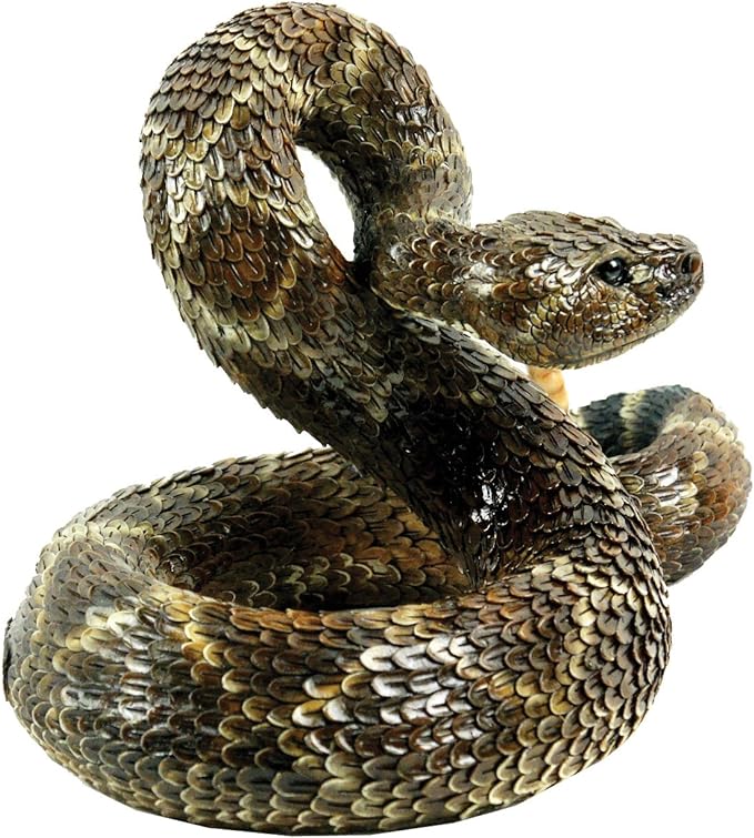 Michael Carr Designs Western Diamondback Rattlesnake L - Outdoor Snake Figurine for gardens, patios and lawns (80057),Brown
