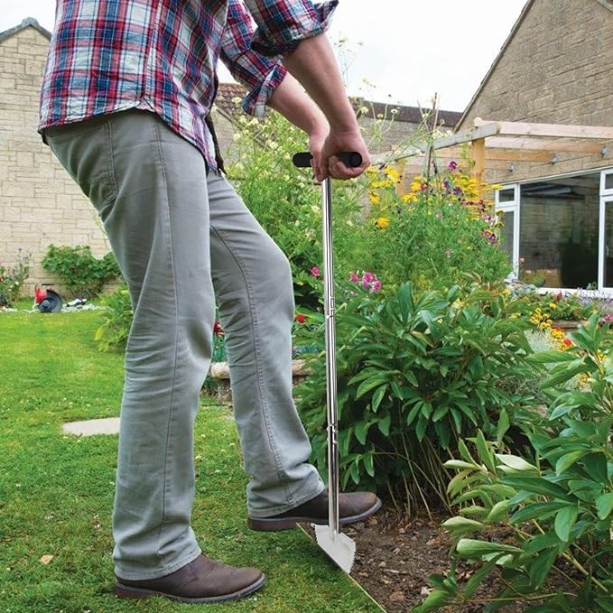 Lawn Edger Tool, 38-Inch Long Stainless Steel Handle Lawn Edger,Half Moon Blade with D-Grip for Garden Boarder,Grass, Sidewalk, Yard