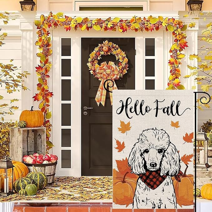 Seasonal Garden Flags Poodle Dog Double Sided Flags Set of 11 Holiday Farmhouse Indoor Outdoor Yard Lawn Christmas Gifts Decorations 12.5x18 Inch