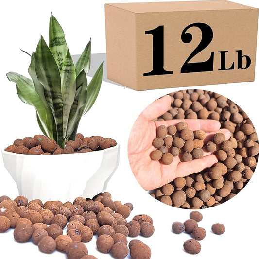 Voulosimi Clay Pebbles Hydroponic Rocks Organic Ceramsite Grow Media for Horticultural,Orchids,Drainage (12LB)