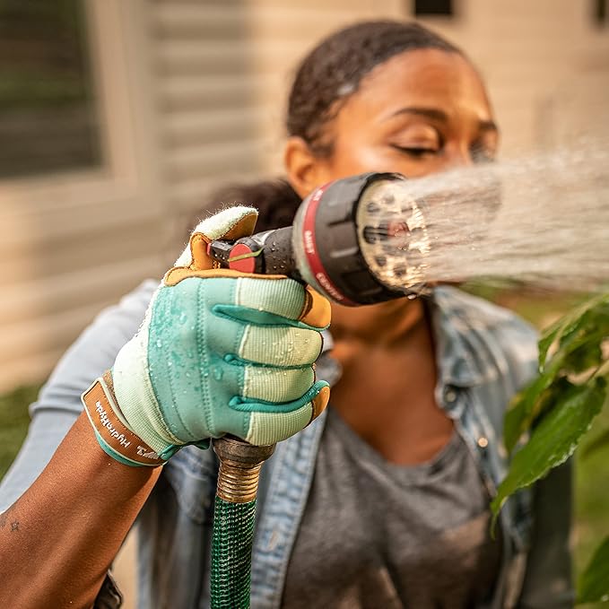Women's HydraHyde Water-Resistant Leather Palm Hybrid Work Gardening Gloves,Blue Large (Pack of 1),(Wells Lamont 3250)