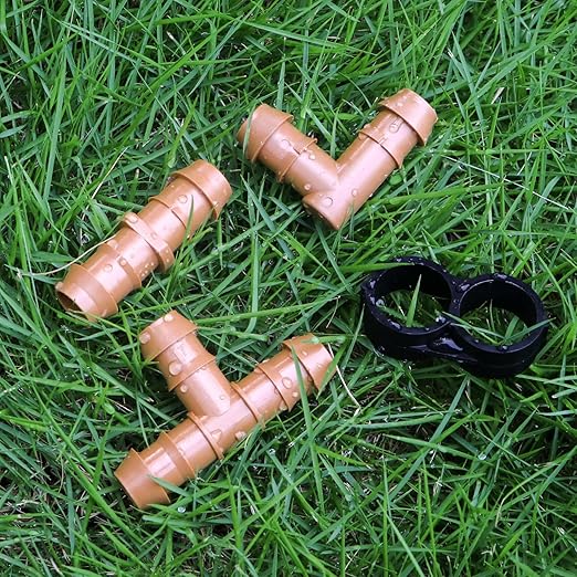 26 Pieces Drip Irrigation Fittings Kit for 1/2 Inch Tubing, Drip Irrigation Parts for Drip Sprinkler System- 7 Couplings, 7 Tees, 6 Elbows, 6 Plugs Drip Line Connectors
