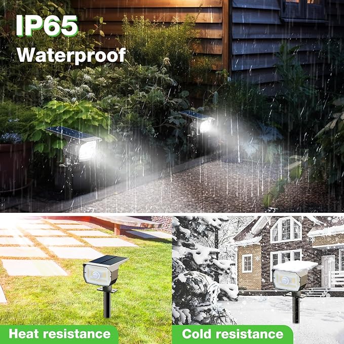 nipify Solar Spot Lights Outdoor Motion Sensor with 3 Modes, Solar Spotlights Outdoor Waterproof 2-in-1 Auto On/Off Solar Landscape Lighting for Outside Yard Wall Garden Pathway, Cool White, TBD-33