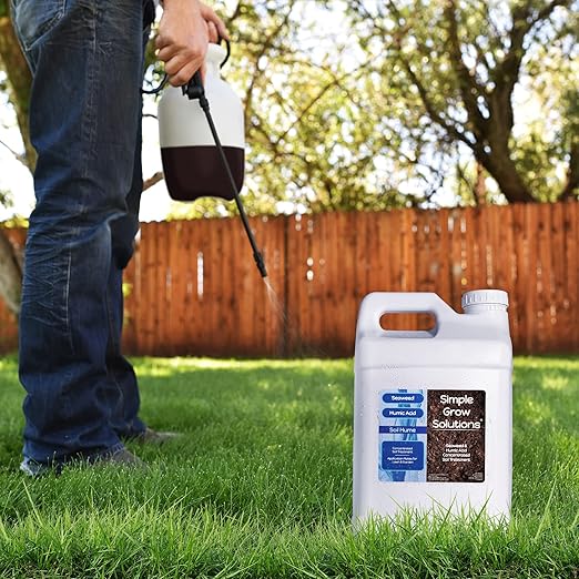 Organic Super Seaweed Humic Acid Blend for Lawn & Plants - Soil Treatment for Turf Grass and Garden- Liquid Sea Kelp -Soil Hume- Increase Nutrient Uptake - Use with Fertilizer Program (2.5 Gallon)