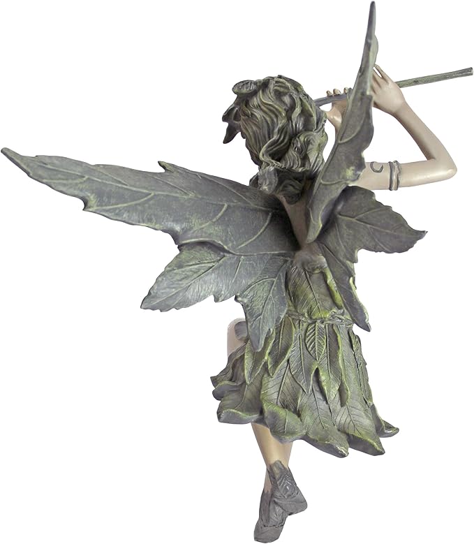 Design Toscano Fairy of the West Wind Shelf Sitting Garden Statue, 19 Inch Tall, Cast Stone Resin, Two Tone Stone Finish