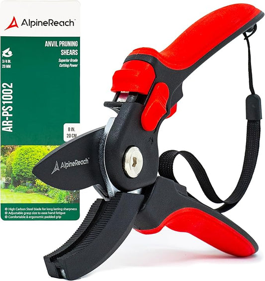 AlpineReach Anvil Pruning Shears for Gardening, Sharp Ergonomic Pruners, Heavy Duty High Carbon Steel Blade Plant Cutting Clippers, Adjustable Soft Handle for Small & Large Hands, Secateurs, Gift