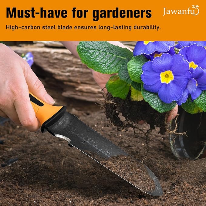 Hori Hori Garden Knife, Stainless Steel Gardening Knife Tool, Multi-Purpose Soil Knife with Sheath，Ergonomic TRP Handle for Weeding, Digging, and Cultivating，7" Blade- in Gift Box