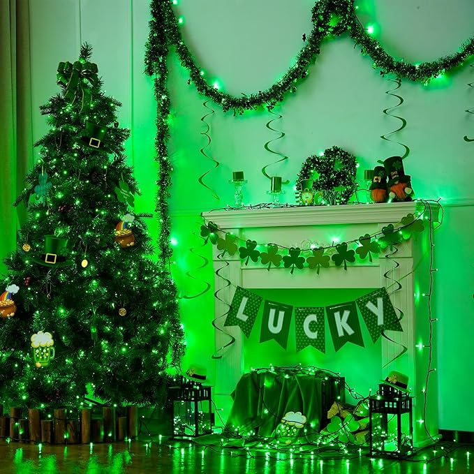 JMEXSUSS 250 LED Green String Lights - 91.5ft St Patricks Day Lights Outdoor Waterproof, 8 Lighting Modes, Connectable Christmas Tree Light for Yard Patio Party Halloween Christmas Decorations
