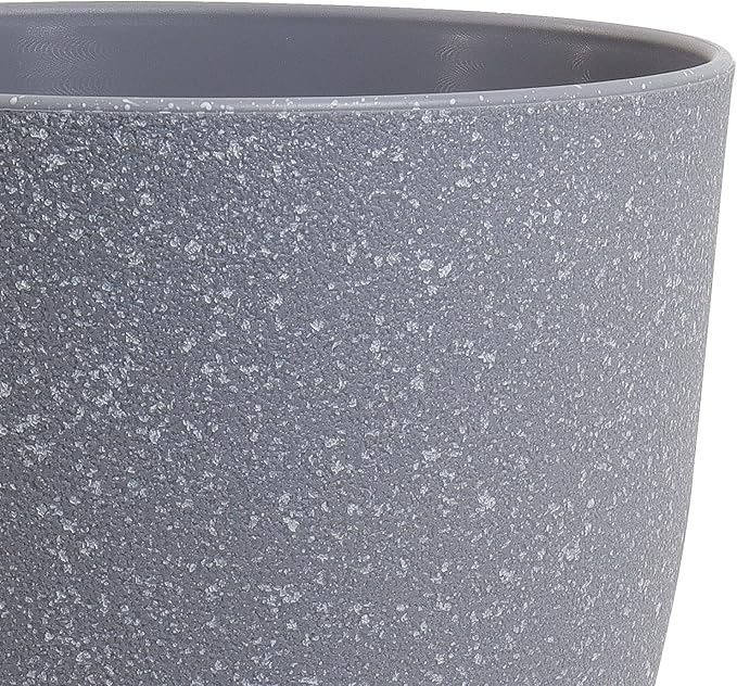 WOUSIWER Plant Pots 10/9/8 inch, Set of 3 Modern Decorative Plastic Planters with Drainage Holes and Saucers for House Plants Indoor Flowers Plants, Grey Speckles