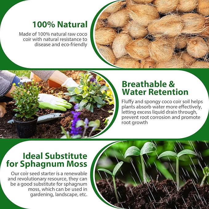 Legigo Pack of 5 Organic Coco Coir Bricks- 100% Natural Compressed Coco Peat Brick Coconut Fiber Substrate with Low EC& pH Balance, Coir Plant Soil Enhance Root Growth for Herbs, Flowers, House Plants