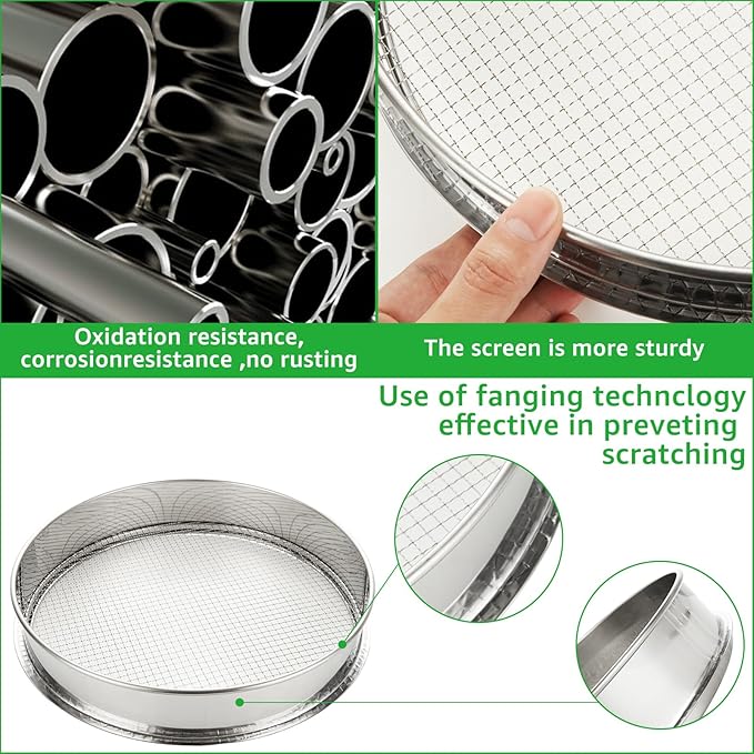 2 Pack 12" Soil Sifter 1/4" Rock Dirt Sifter Sand Sifter Stainsteel Steel Compost Sifter Soil Sifter Sieve for Gardening (6mm)