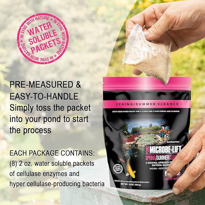 MICROBE-LIFT 10XSSCX1 Spring and Summer Pond and Outdoor Water Garden Cleaner, Safe for Live Koi Fish, Plant Life, and Decor, 16 Ounces