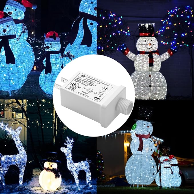 Replacement Yard Inflatable Adapter Power Supply Adaptor - 12V 1.0A 2Pcs - Inflatable Plug Replacement Class 2 Power Supply - White - for Christmas Tree Light/Thanksgiving Yard Blow Up Decorations